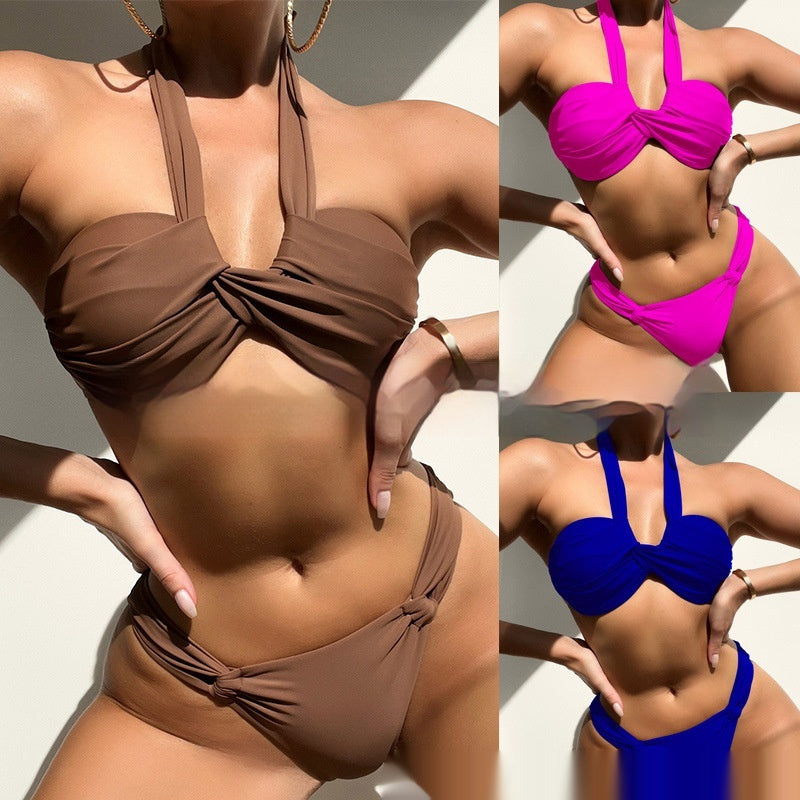 Solid Color Female Swimwear